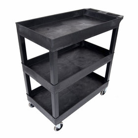 Luxor EC111-B Tub Storage Cart 3 Shelves - Black,32" x 18"