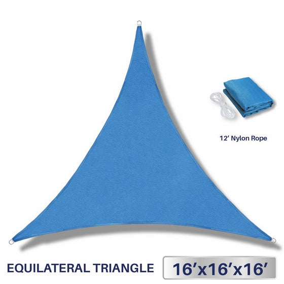 Windscreen4less 16' x 16' x 16' Sun Shade Sail Canopy in Ice Blue with Commercial Grade (3 Year Warranty) Customized Sizes Available