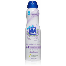 Kiss My Face Moisturizing Spray Lotion, Lavender and Shea Butter Light Moisturizer, 6 oz