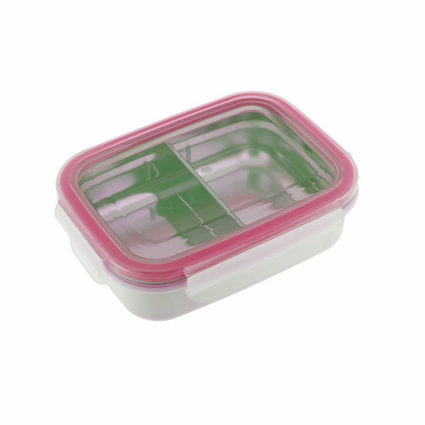 Innobaby Keepin' Fresh Stainless Divided Bento Snack Box with Lid for Kids and Toddlers. BPA Free. Pink.