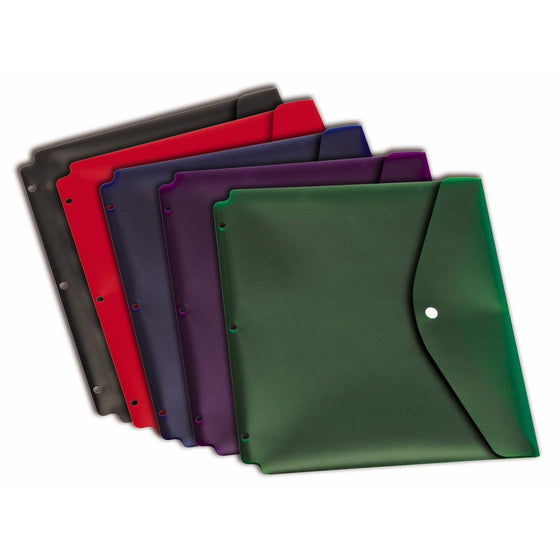 Cardinal Dual Pocket Snap Envelope with Binder Holes, Letter Size, Assorted Colors, 5 per Pack (14950)