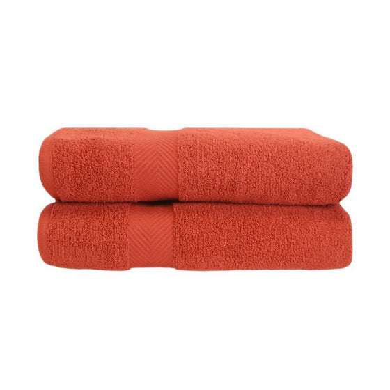 Superior Zero Twist 100% Cotton Bath Sheet Towels, Super Soft, Fluffy, and Absorbent, Premium Quality Oversized Bath Sheet Set of 2 - Brick, 34" x 68" each