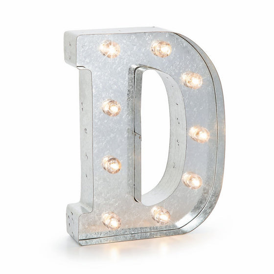 Darice Silver Metal Marquee Letter D – Industrial, Vintage Style Light Up Letter Includes an On/Off Switch, Perfect for Events or Home Décor (5915-705)