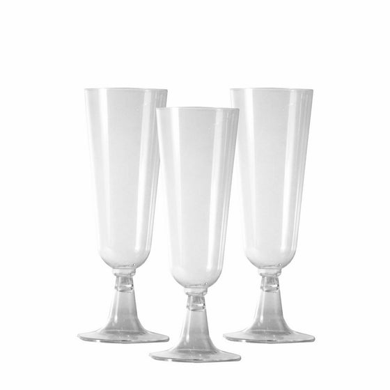 Party Essentials 20 Count Two-Piece Hard Plastic Mimosa/Champagne Flutes, 5 oz, Clear