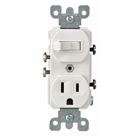 Leviton 5225-WSP Combo Switch and Receptacle, White