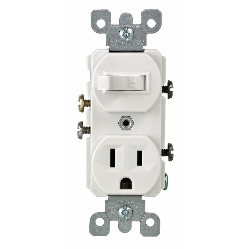 Leviton 5225-WSP Combo Switch and Receptacle, White