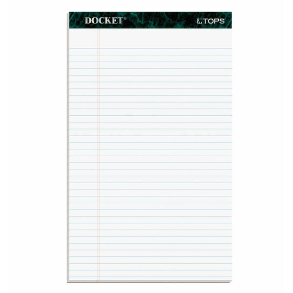 TOPS Docket Writing Pads, 8-1/2" x 14", Legal Rule, White Paper, 50 Sheets, 12 Pack (63590)