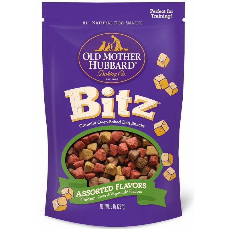 Old Mother Hubbard Bitz Natural Crunchy Dog Training Treats, Chicken, Liver & Veggies, 8-Ounce Bag