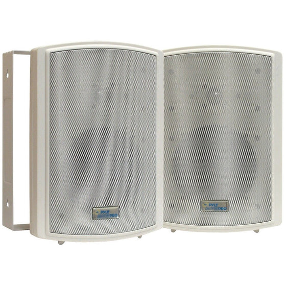 Dual Waterproof Outdoor Speaker System - 6.5 Inch Pair of Weatherproof Wall or Ceiling Mounted White Speakers w/Heavy Duty Grill, Universal Mount - For Use in the Pool, Patio or Indoor - Pyle PDWR63