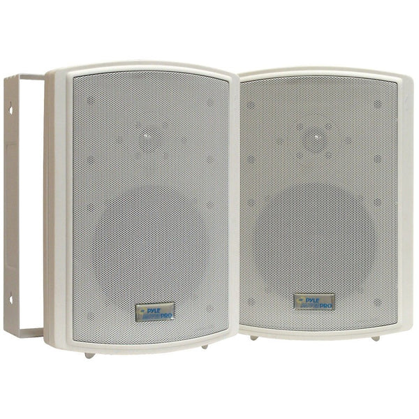 Dual Waterproof Outdoor Speaker System - 6.5 Inch Pair of Weatherproof Wall or Ceiling Mounted White Speakers w/Heavy Duty Grill, Universal Mount - For Use in the Pool, Patio or Indoor - Pyle PDWR63