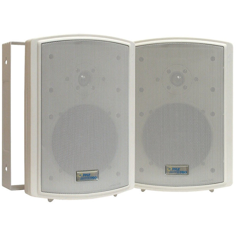 Dual Waterproof Outdoor Speaker System - 6.5 Inch Pair of Weatherproof Wall or Ceiling Mounted White Speakers w/Heavy Duty Grill, Universal Mount - For Use in the Pool, Patio or Indoor - Pyle PDWR63