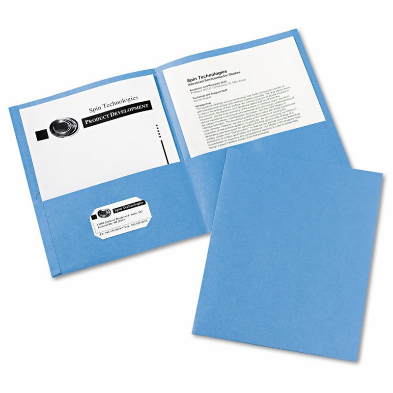 Avery 47986 Two-Pocket Folder, 40-Sheet Capacity, Light Blue (Box of 25)