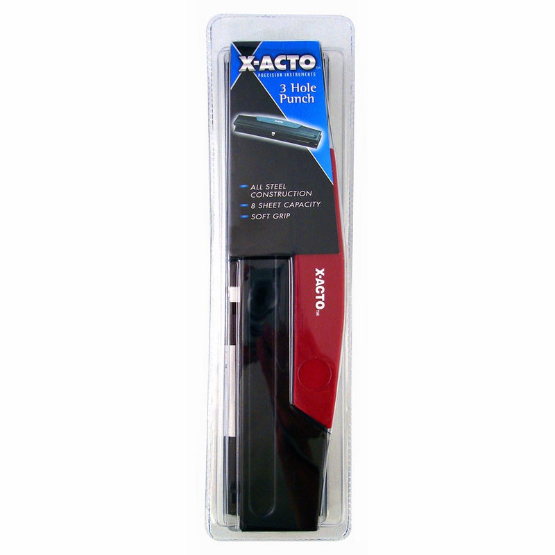 X-ACTO Economy Three-Hole Punch with Comfort Grip, Color May Vary (1549)