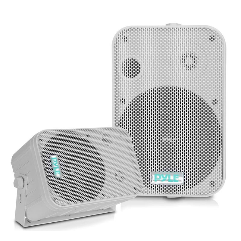 Dual Waterproof Outdoor Speaker System - 6.5 Inch Pair of Weatherproof Wall/Ceiling Mounted Speakers w/Heavy Duty Grill, Universal Mount - For Use in the Pool, Patio, Indoor - Pyle PDWR50W (White)