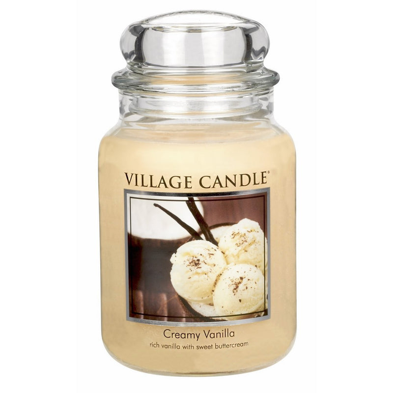 Village Candle Creamy Vanilla 26 oz Glass Jar Scented Candle, Large