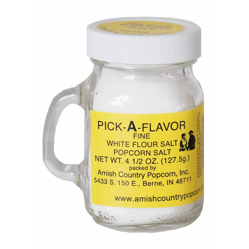 Amish Country Popcorn - Fine White Popcorn Salt (4.5 oz) with Recipe Guide
