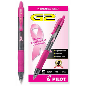 Pilot G2 Retractable Premium Gel Ink Roller Ball Pens Fine Pt (.7), Pink/Black; Retractable, Refillable & Premium Comfort Grip; Smooth Lines to the End of the Page, America's #1 Selling Pen Brand