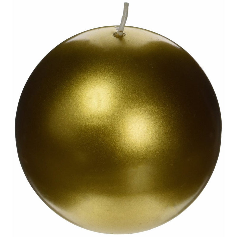 Zest Candle 2-Piece Ball Candles, 4-Inch, Metallic Gold