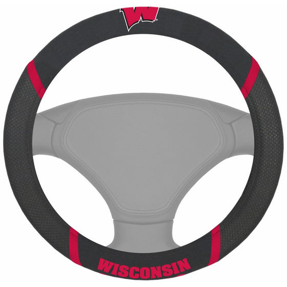 FANMATS14933NCAA University of Wisconsin Badgers Polyester Steering Wheel Cover