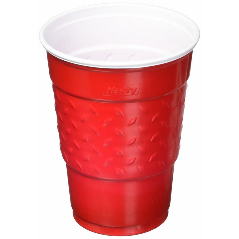 Hefty Easy Grip Disposable Plastic Party Cups, 18oz, Red, 50/Pack