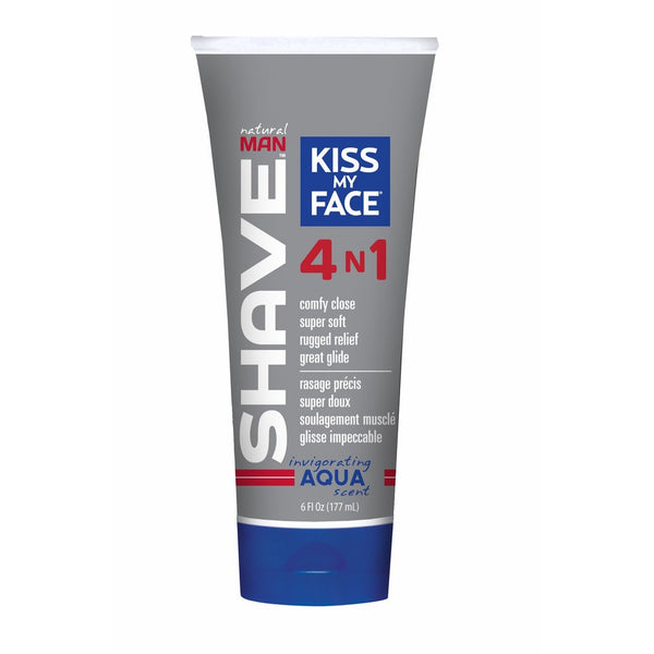 Kiss My Face Natural Man Aqua 4 in 1 Moisture Shave Cream, 6 Fluid Ounce