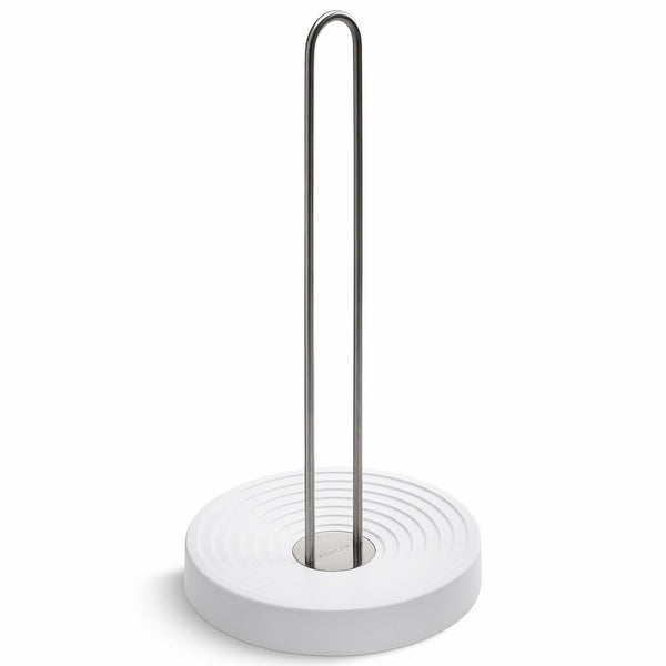 KOHLER Paper Towel Holder with Weighted Base, Tension Loop, Quick One Handed Tear, (Fits Standard and Oversized Rolls), White