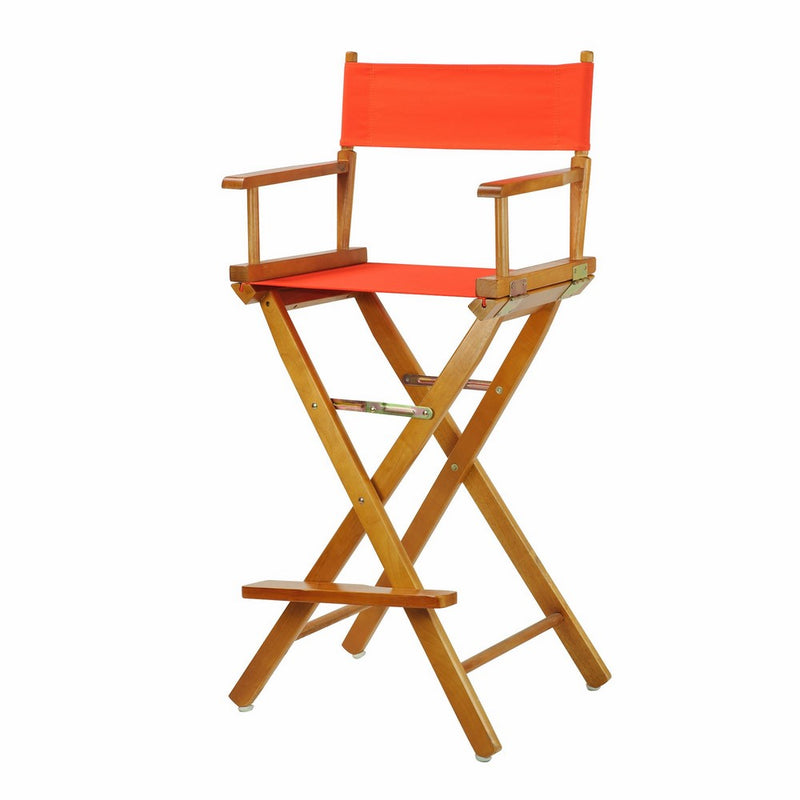 Casual Home 30" Director's Chair Honey Oak Frame-with Orange Canvas, Bar Height