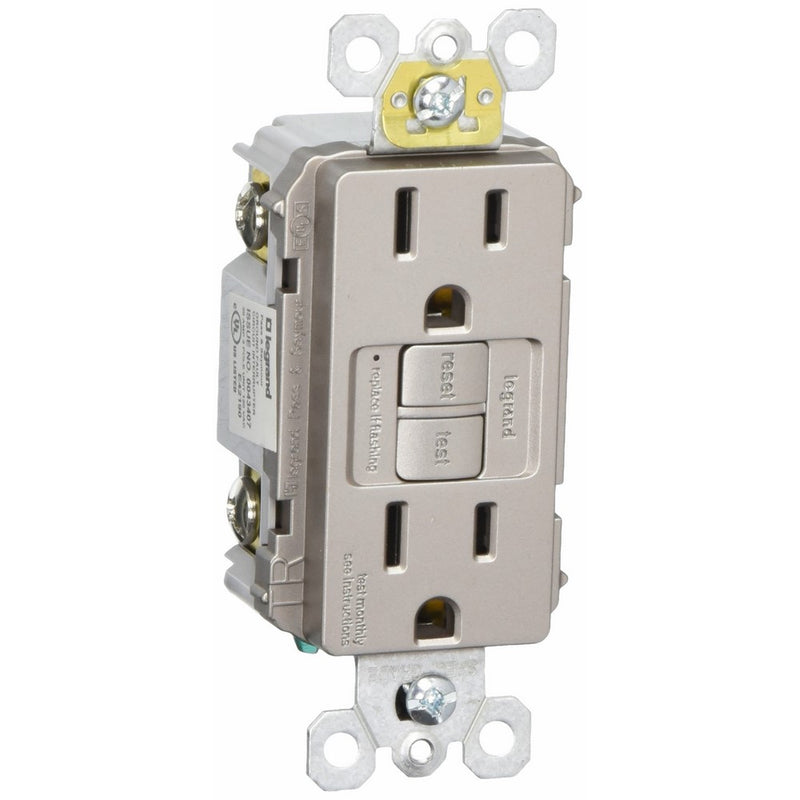 Legrand-Pass & Seymour 1597TRNICC4 Radiant Tamper Resistant Self Test Gfci Outlet, 15Amp 125V, Nickel