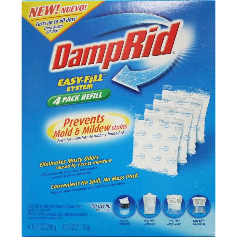 DampRid FG92 Moisture Absorber Easy-Fill System Refill, 4-10.5-Ounce Packets