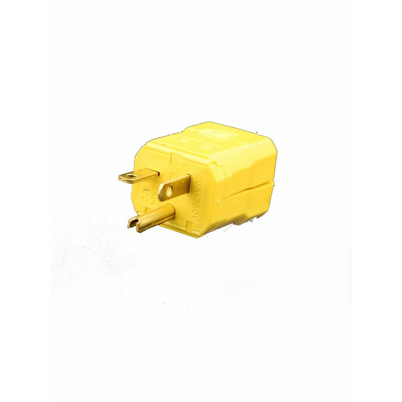 Leviton 5456-VY 20 Amp, 250 Volt, Industrial Grade, Plug, Straight Blade, Grounding, Python, Yellow
