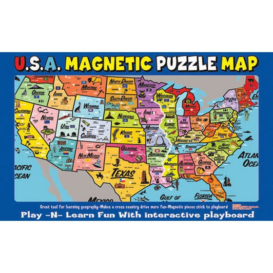 Ata-Boy Magnetic USA Map Play-n-Learn Puzzle Board