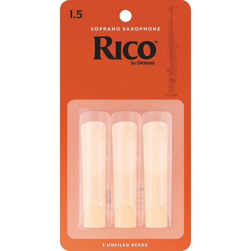 Rico by D'Addario RIA0315 Soprano Sax Reeds, Strength 1.5, 3-pack