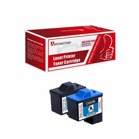 Awesometoner 2 Pack Remanufactured (Series 2) DELL 7Y743 Black and 7Y745 Color Ink Cartridges for Dell A940 and A960 Printers