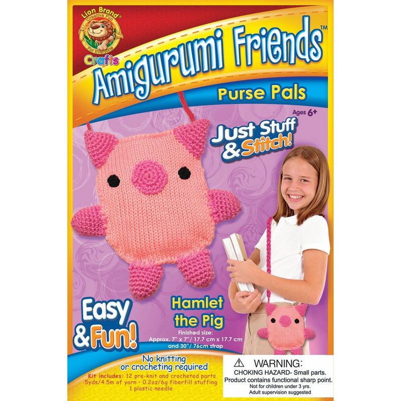 Lion Brand Yarn APP-AM9 Amigurumi Friends Purse Pals Kit, Hamlet The Pig