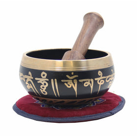 DharmaObjects Tibetan Meditation Om Mani Padme Hum Peace Singing Bowl With Mallet