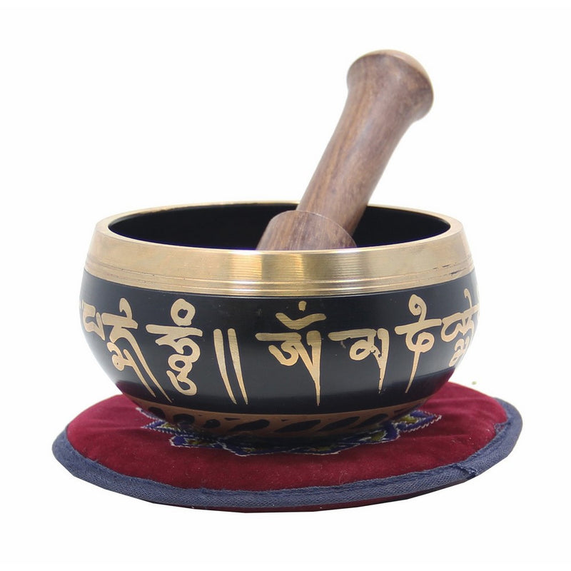 DharmaObjects Tibetan Meditation Om Mani Padme Hum Peace Singing Bowl With Mallet
