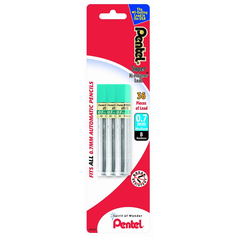 Pentel Super Hi-Polymer Lead Refill 0.7mm, B, 36 Pieces of Lead (L50BP3B-K6)