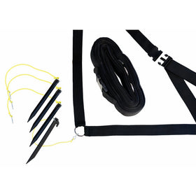 Park & Sun Sports Adjustable Outdoor Volleyball Boundary Webbing with Ground Stakes: 2" Wide Court Line Marker, Black
