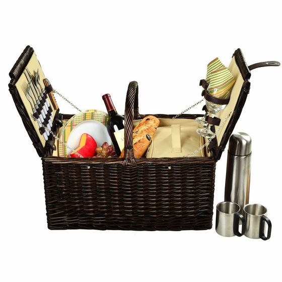 Picnic at Ascot Surrey Willow Picnic Basket with Service for 2 with Coffee Set - Hamptons