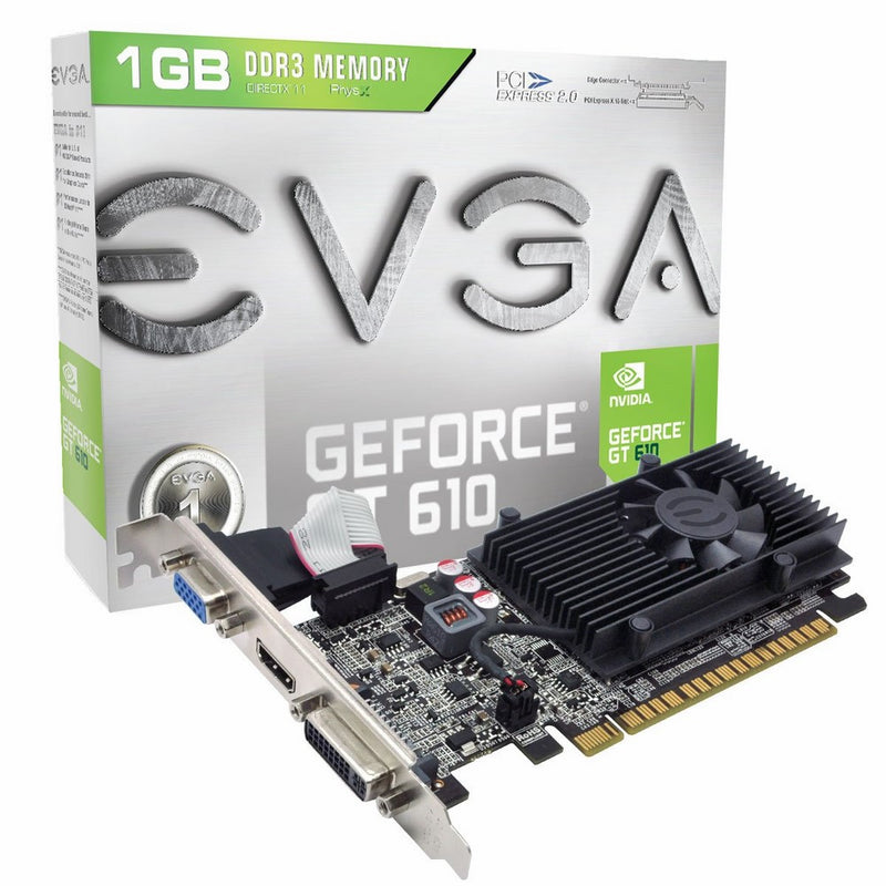 EVGA GeForce GT 610 1024MB DDR3, DVI, VGA and HDMI Graphics Card (01G-P3-2615-KR)