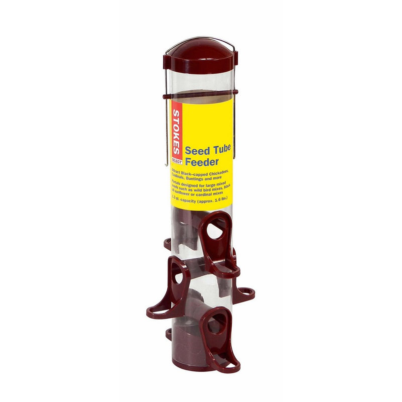 Stokes Select Seed Tube Feeder with 6 Feeding Ports, Dark Red, 1.6 lb Capacity