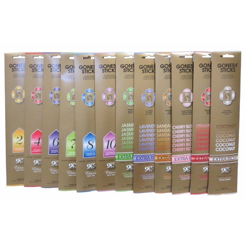 Gonesh Incense Sticks, 12 Variety , 20 Sticks