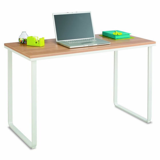 Safco Products 1943BHWH Simple Design Table Desk with Sled Base, Beech/White