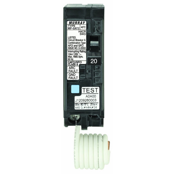 Murray MP120DF 20-Amp AFCI/GFCI Dual Function Circuit Breaker, Plug on Load Center Style