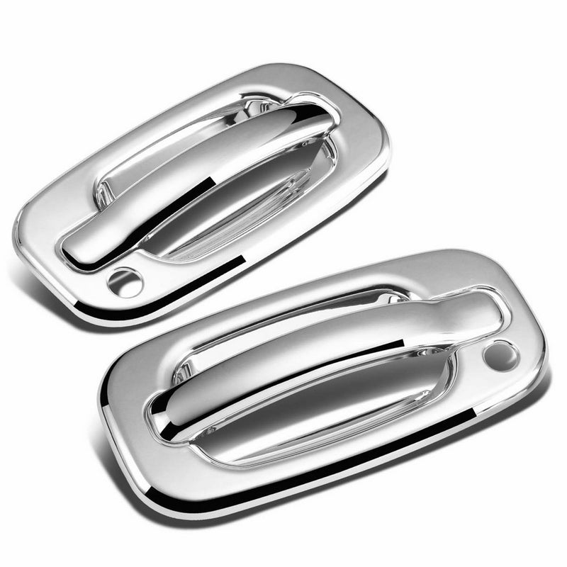 For Chevy Silverado/GMC Sierra 2pcs Exterior Door Handle Cover with Passenger Keyhole (Chrome)