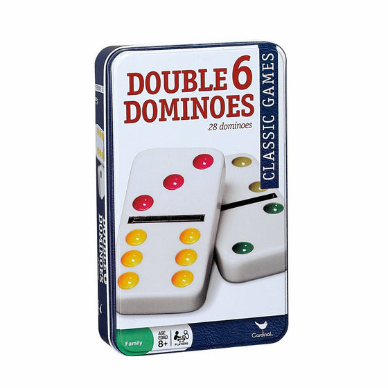 Cardinal Double Six Color Dot Dominoes In Color Collectors Tin, 28 Dominoes