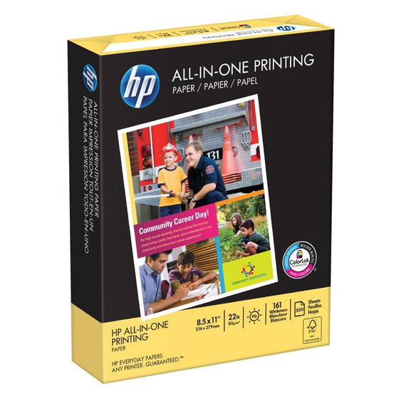 HP Printer Paper, All In One22, 8.5 x 11, Letter, 22lb, 96 Bright, 500 Sheets/1 Ream (207010R) Made In The USA