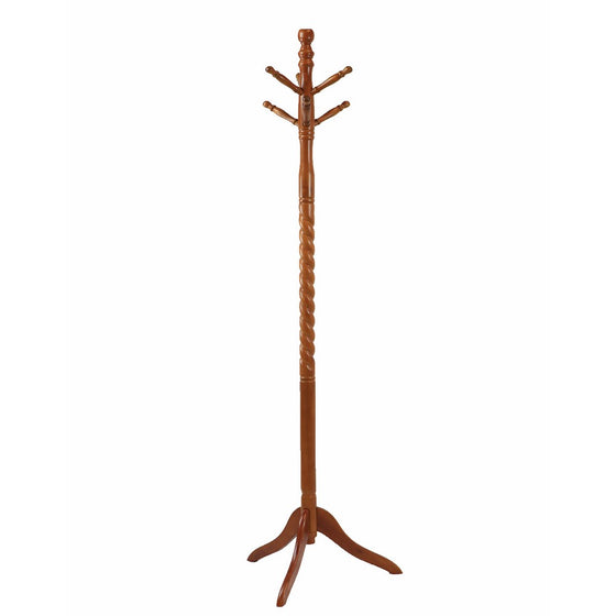 Frenchi Furniture Wood Coat/Hat Rack Stand in Oak Finish