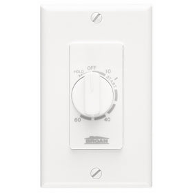 Broan P59W 60-Minute Time Control with Continuous-On Feature For single Gang Opening, , White