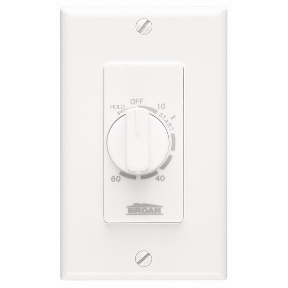 Broan P59W 60-Minute Time Control with Continuous-On Feature For single Gang Opening, , White